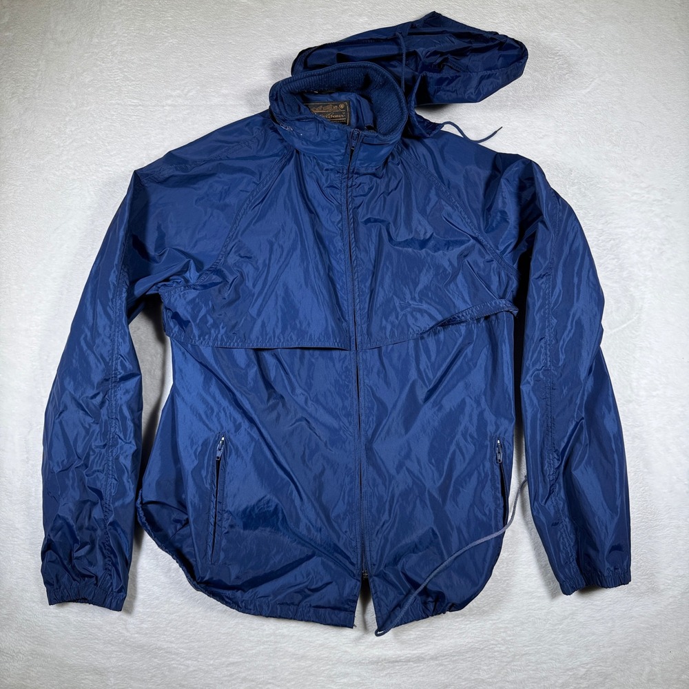 Eddie Bauer Mens Full Zip Hooded Windbreaker Jacket‎ Navy Blue Lightweight Large
